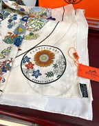 Planifleurs Scarf 90 CM White Colorful Silk 404030