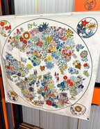 Planifleurs Scarf 90 CM White Colorful Silk 404030