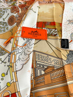 Square Scarf 90 CM White Colorful Silk