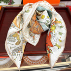 Flagship Silk Scarf 90 CM White Colorful