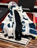 CC 25 Newest Design Scarf 200 CM In White Black Blue Cashmere 292965