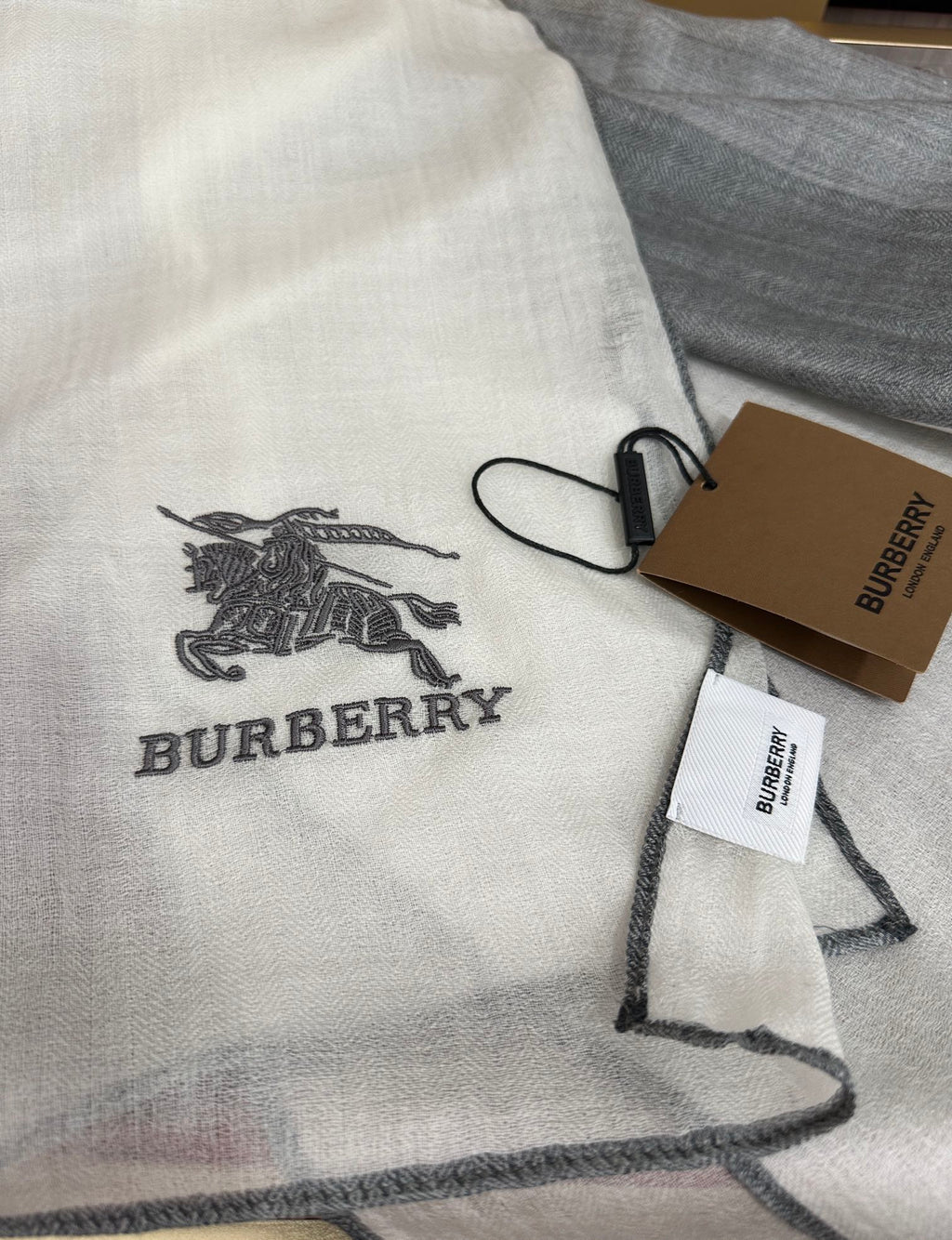 BBR Double-Sided Scarf 200CM Gray White Cashmere 292975