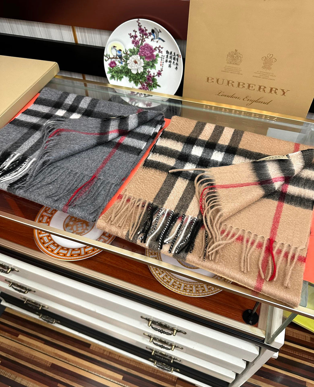 BBR Double-Sided Scarf 180CM Beige Cashmere 293003