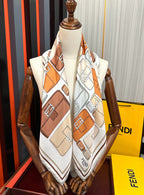 FF 90CM Scarf Beige Brown  Mulberry Silk 103061