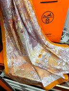 HM 25s Scarf 90cm Orange Light Pink Cashmere Silk 965568