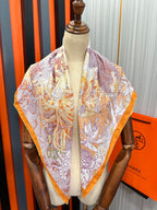 HM 25s Scarf 90cm Orange Light Pink Cashmere Silk 965568