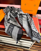 LV  Long Scarf 140cm Black Gray Cashmere 967310