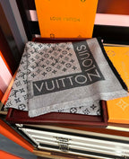 LV  Long Scarf 140cm Black Gray Cashmere 967310