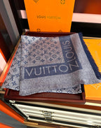LV  Long Scarf 140cm Navy Blue Cashmere 967311