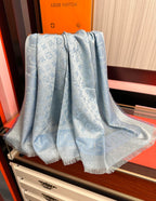 LV  Long Scarf 140cm Baby Blue Cashmere 967312