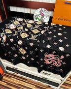 LV  Long Scarf 200cm Black Pink Yellow Cashmere 967316