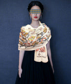 LV  Long Scarf 200cm White Pink Yellow Cashmere 967317