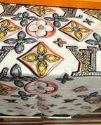 LV  Long Scarf 200cm White Pink Yellow Cashmere 967317