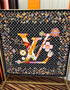 LV Double-Sided 140cm Black Colorful Silk Cashmere 967343