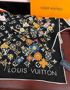 LV Double-Sided 140cm Black Colorful Silk Cashmere 967343