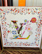 LV Double-Sided 140cm White Colorful Silk Cashmere 967344