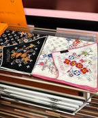 LV Double-Sided 140cm White Colorful Silk Cashmere 967344