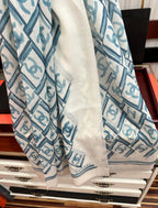 LV Latest Style Scarf 200cm White Blue Cashmere 970872
