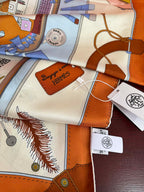 HM 25s Major Scarf 90cm Orange Colorful Cashmere 972934
