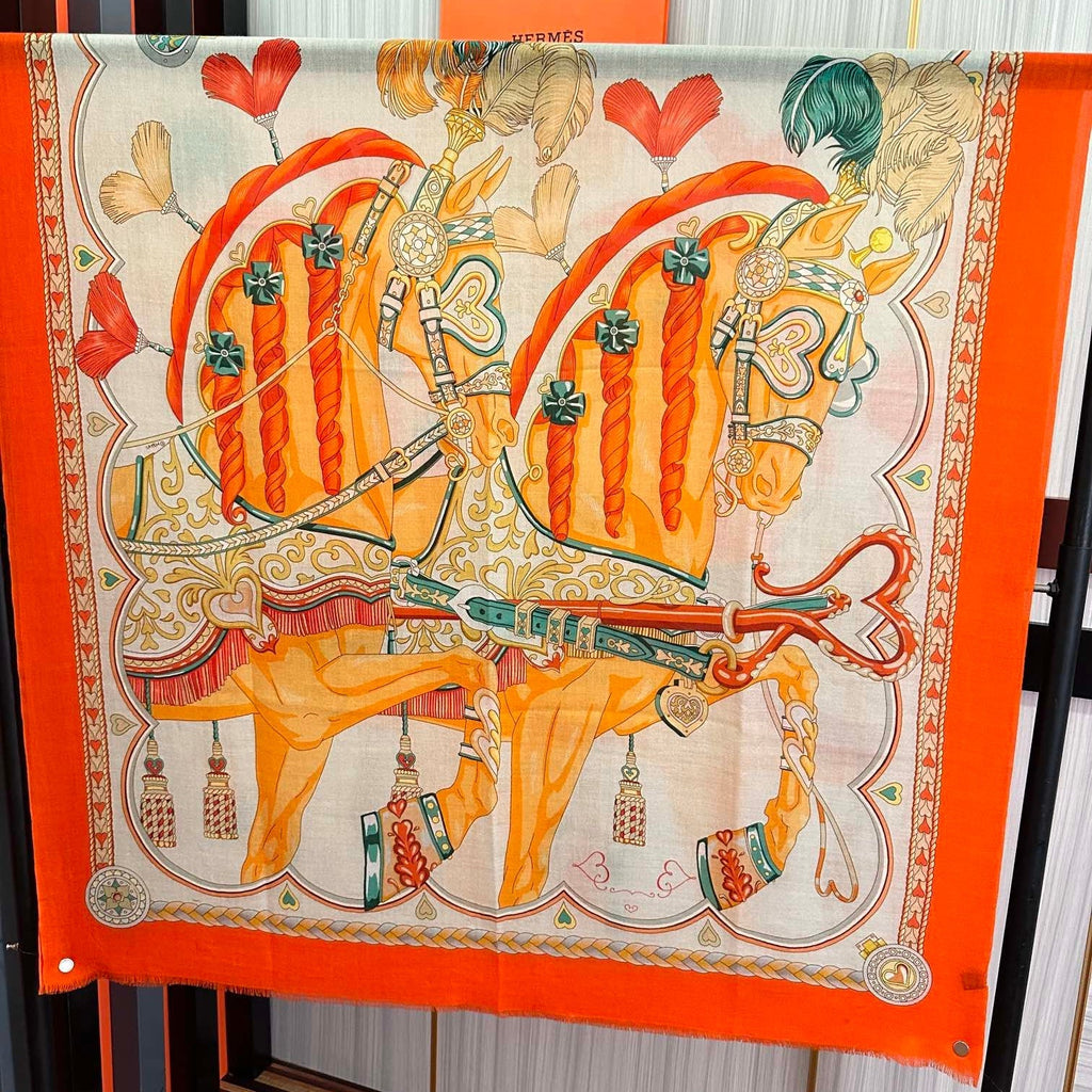 HM 25s Scarf 200cm Orange Beige Cashmere 976424