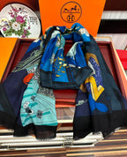HM Newest Design Scarf 200CM Blue Black Cashmere 976448