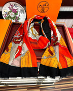 HM Newest Design Scarf 200CM Orange Black Cashmere 976450