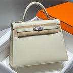 Hermes Kelly Bag Milkshake White Silver Epsom Leather 249772