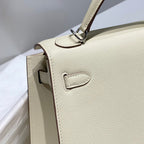 Hermes Kelly Bag Milkshake White Silver Epsom Leather 249772