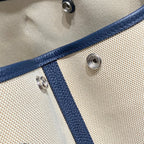 HM Garden Party 36 Beige mix Navy Blue Canvas and Negonda Calfskin 243391