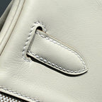 HM Birkin 25 Milkshake White Canvas with Swift Leather Silver Hardware 237310