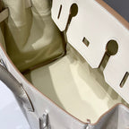 HM Birkin 25 Milkshake White Canvas with Swift Leather Silver Hardware 237310