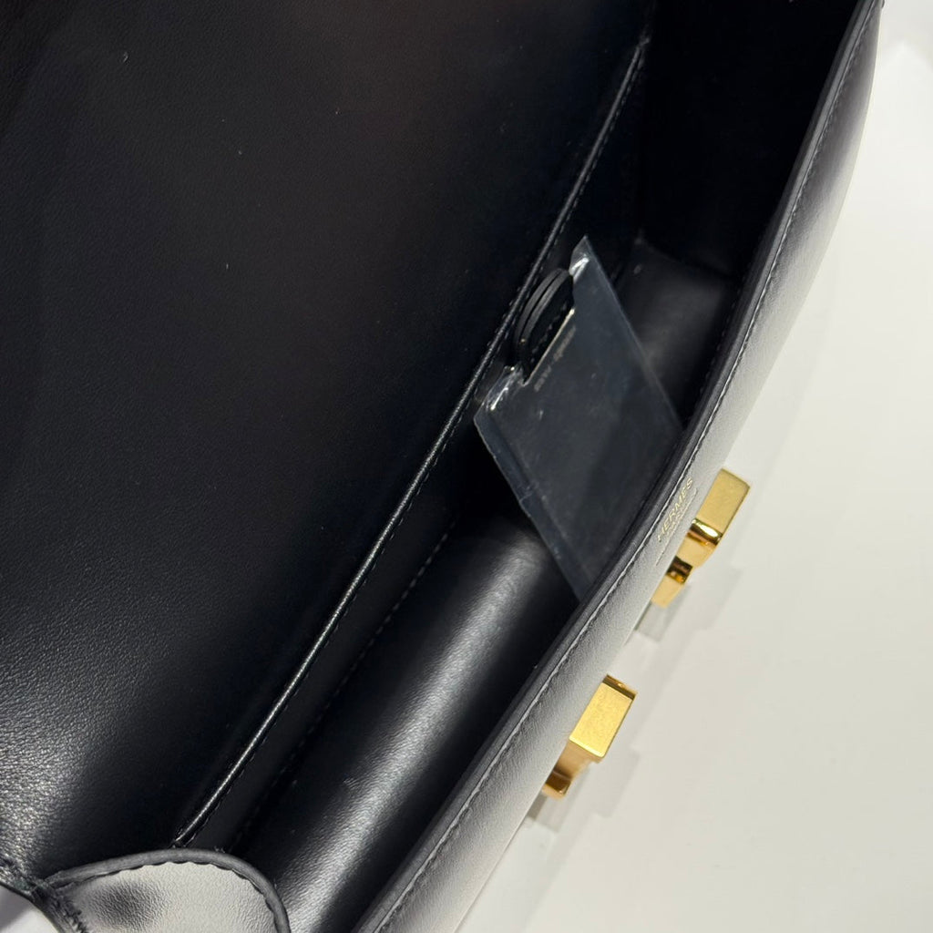 HM Constance Elan 24cm Bag Black Box Calfskin Gold Hardware