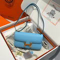HM Constance Elan 24cm Bag Cloud Blue Epsom Leather Gold Hardware