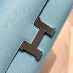 HM Constance Elan 24cm Bag Cloud Blue Epsom Leather Silver Hardware