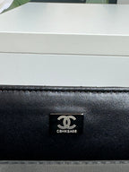 24c mini flap bag 20cm with top handle all black calfskin