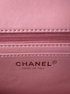 24c mini flap bag 20cm with top handle pink calfskin silver hardware