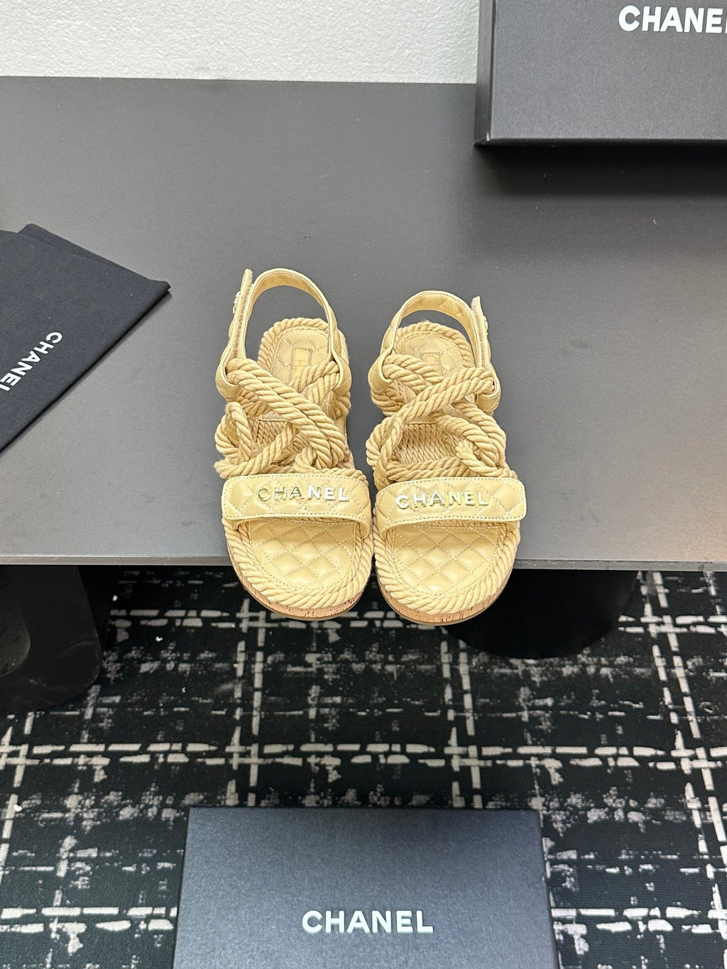 CC Sandals Beige Rope Lambskin 331282