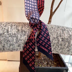 CC  Twilly Mini Scarf 120cm Navy Blue Pink Mulberry Silk 802153