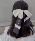 CC  Twilly Mini Scarf 120cm White Navy Blue Mulberry Silk 802158