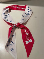 CC  Twilly Mini Scarf 120cm Red White Mulberry Silk 798813