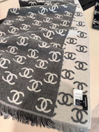 CC Scarf 180 CM In Dark Grey Mix Light Grey Print Logo Wool And Cashmere 359268
