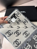 CC Scarf 180 CM In Dark Grey Mix Light Grey Print Logo Wool And Cashmere 359268