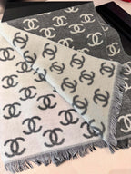 CC Scarf 180 CM In Dark Grey Mix Light Grey Print Logo Wool And Cashmere 359268