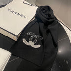 CC Rhinestone-Embellished Shawl 180 CM In Black Cashmere Wool 363687