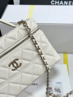 CC 25C Vanity Case Ivory White Calf Leather Silver Hardware 243660