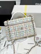 CC 25C Vanity Case 19.5cm Multicolor Tweed Light Gold Hardware