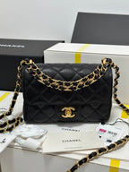 CC 25P Flap 18 Bag Black Cowhide Gold Hardware 243560