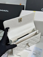 CC 25P Wallet Woc Handle 17cm White Leather Silver Hardware 243442