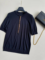 LV Knitted T Shirt Black Cotton Wool