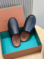 LP TOMORI SABOT MULES BLACK MESH CALFSKIN